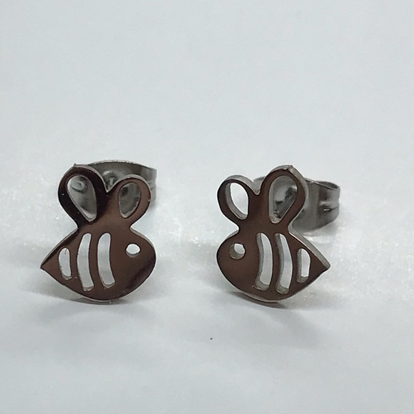 Stainless Steel Bees 🐝  Stud Earrings - Picture 2 of 4